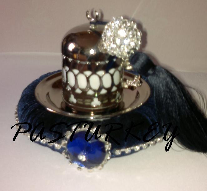 PASTURKEY LACİVERT KADİFE SİMİTLİ SWAROVSKİ TAŞLI TEK KİŞİLİK