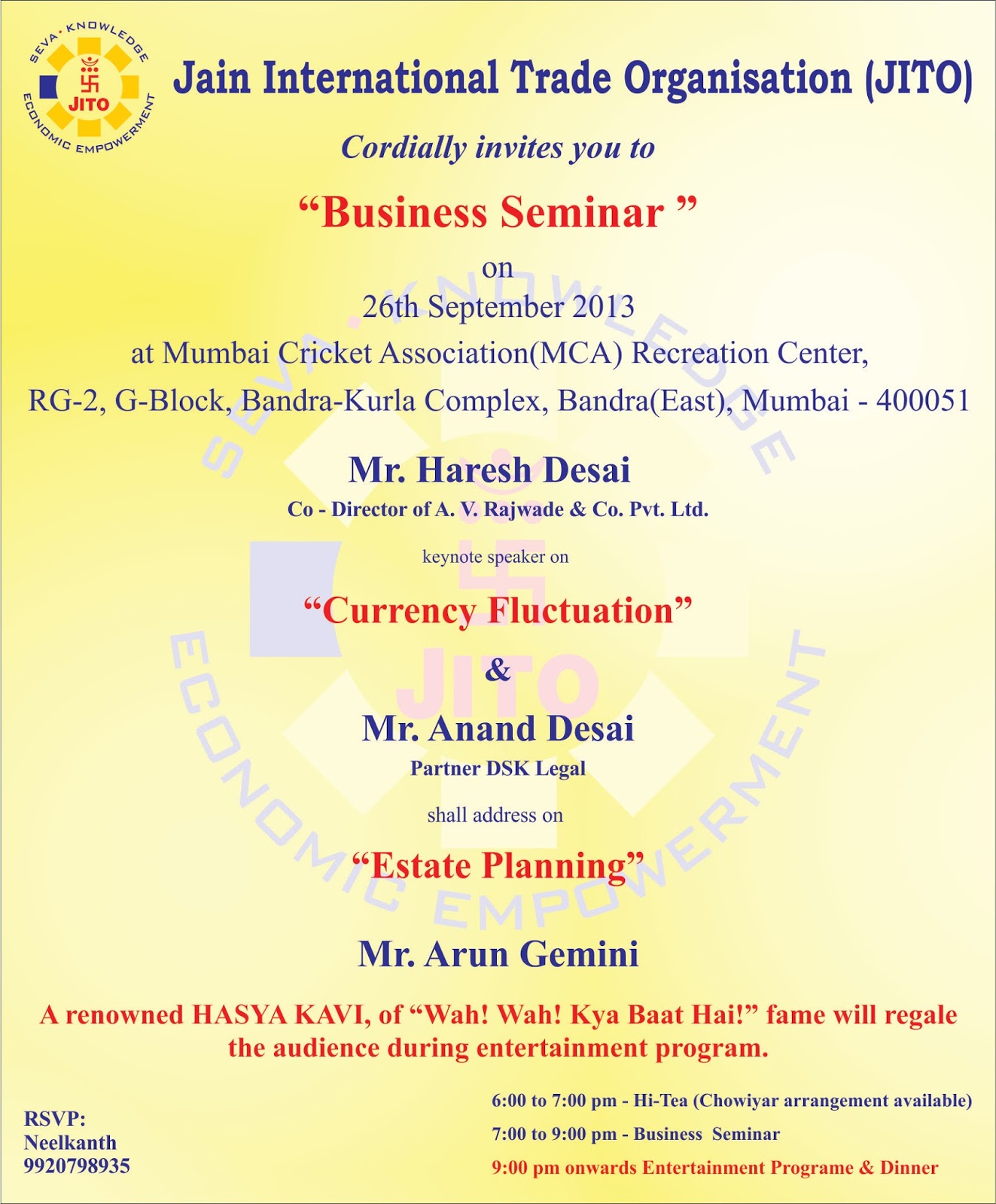 JITO Business Seminar Business Seminar Invitation Card