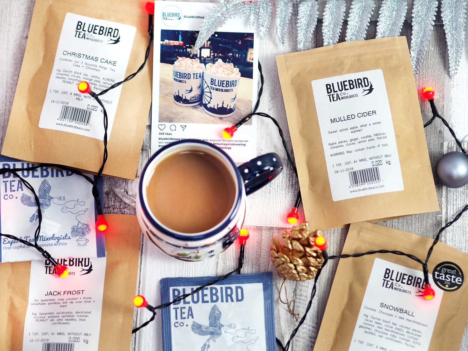 Bluebird Tea Co Christmas Blends Snowball Jack Frost Mulled Cider Earl Grey Creme Christmas Cake Bluebird Tea Co Christmas Blends Snowball Jack Frost Mulled Cider Earl Grey Creme Christmas Cake