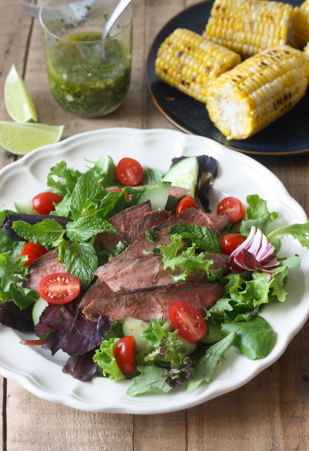 Thai Grilled Steak Salad with Cilantro Lime Dressing by SeasonWithSpice.com