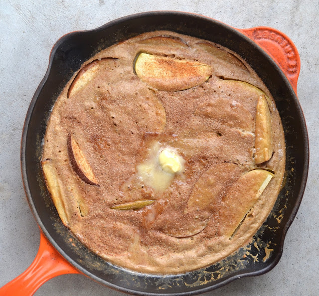 Apple Cinnamon Dutch Baby- protein packed, whole grain and delicious!