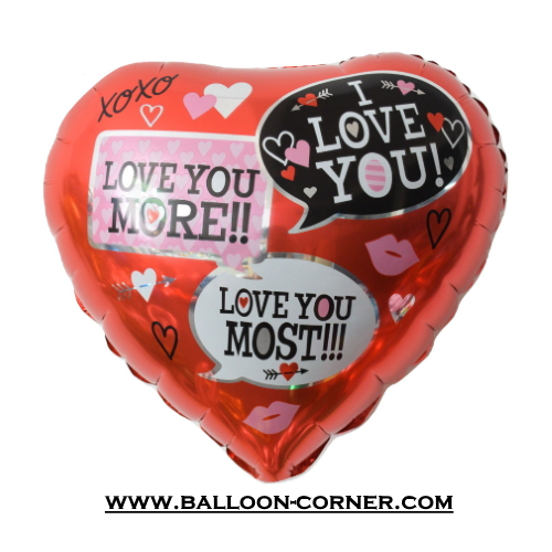 Balon Foil Hati Motif Love Dialogue