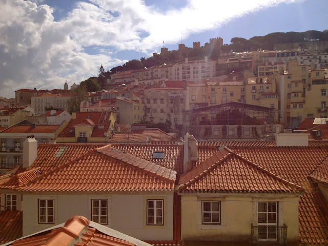 Rooftop view of St. George's Castle in Lisbon on Semi-Charmed Kind of Life