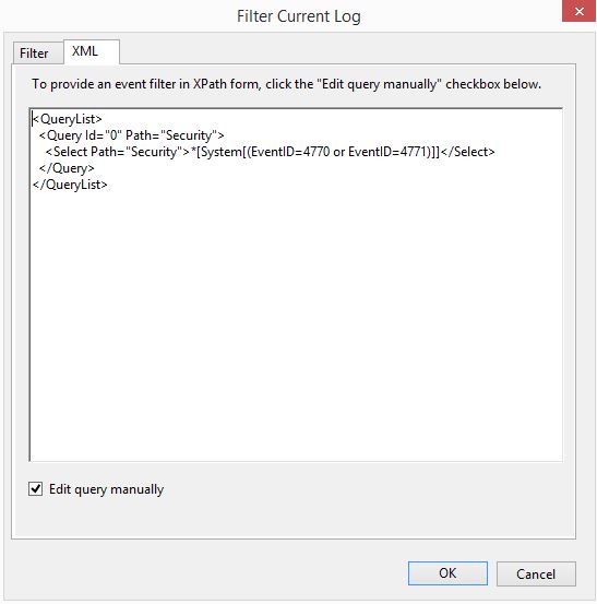 Use powershell search eventlogs with xml filter