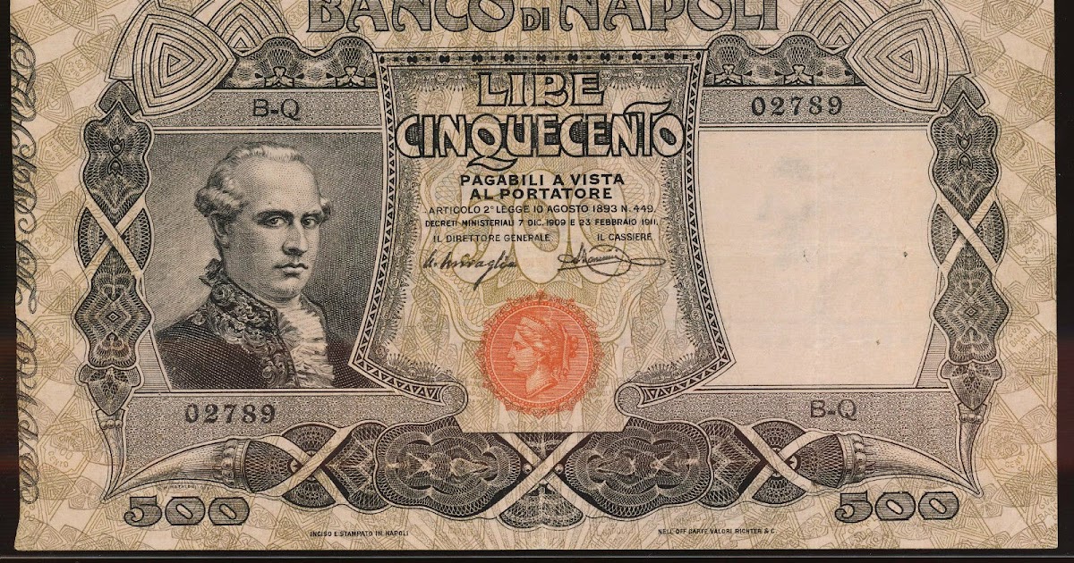 Italy 500 Lire banknote 1911 Banco di NapoliWorld Banknotes & Coins
