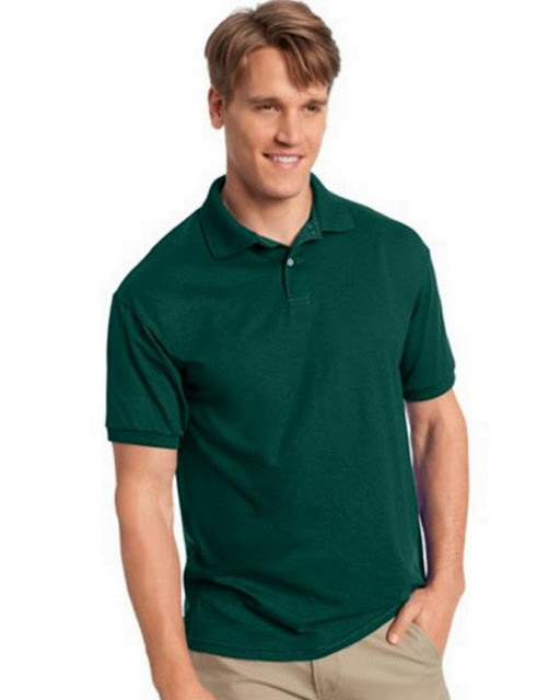 Hanes 054X Mens Comfortblend Jersey Polo - Deep Forest – L