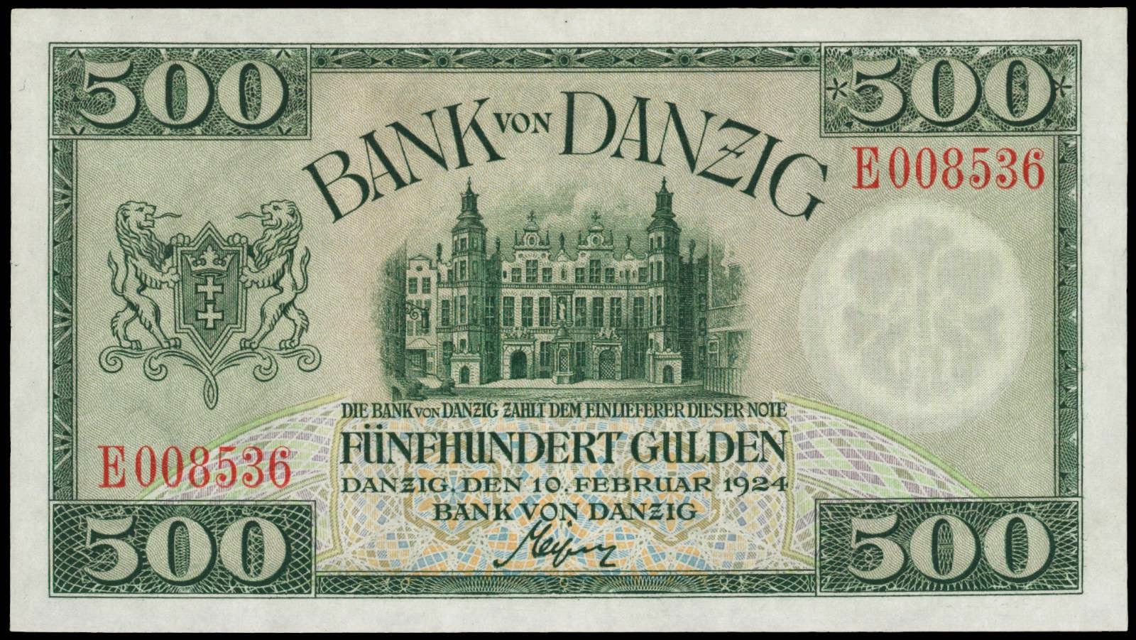 Danzig banknotes 500 Gulden 
