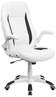 First View Flash Furniture High Back White Leather Executive Swivel Chair with Flip-Up Arms