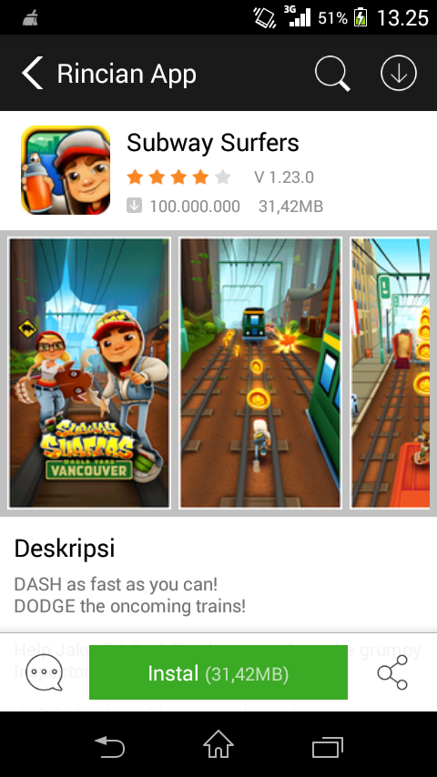 Tampilan Details Aplikasi Android Store