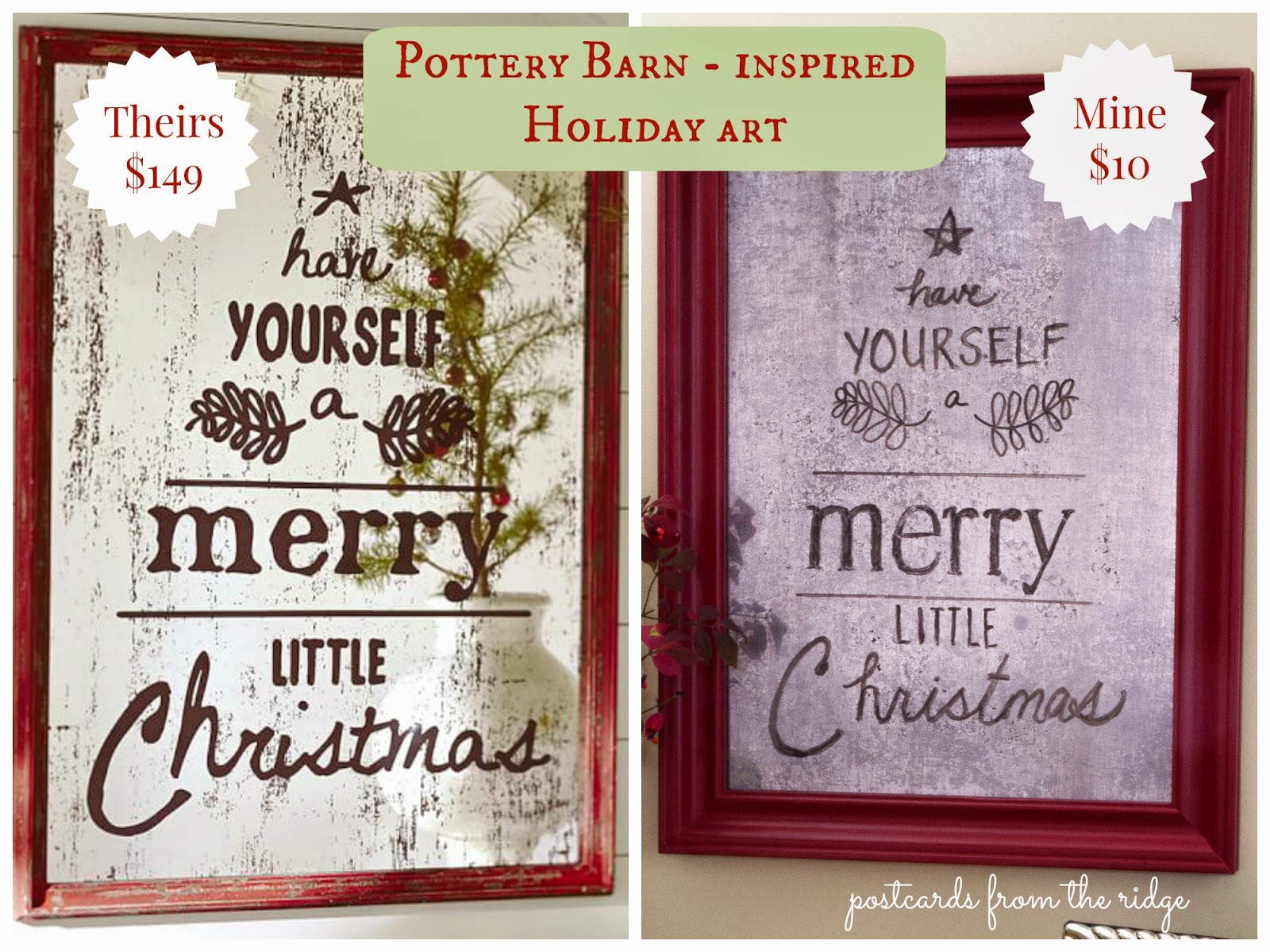 Pottery Barn inspired holiday mercury glass wall art for $10! Their version is $149. Gotta try this!