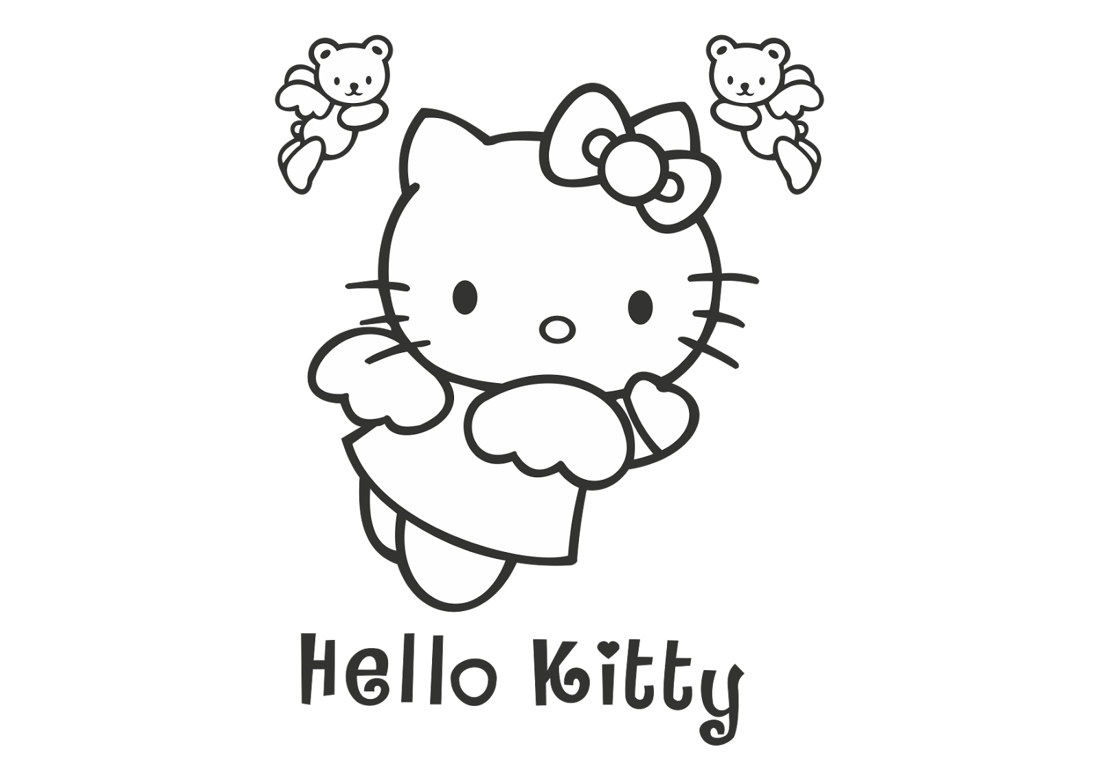 Hello Kitty Logo Vector (Black White) (Fictional Character)~ Format Cdr