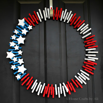 4th of July wreath DIY tutorial clothespin patriotic red white blue
