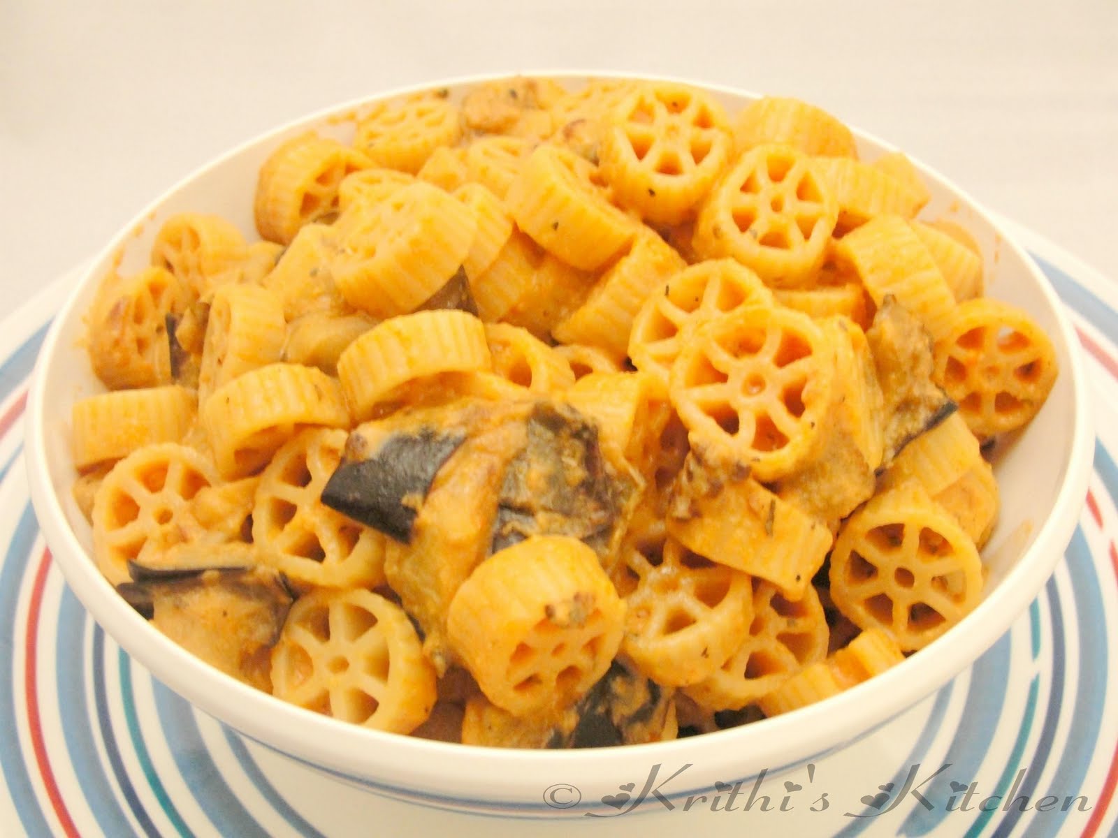 Krithi's Kitchen Rotelle Pasta with Eggplant and Red Pepper Pesto Vegan Pasta Recipes
