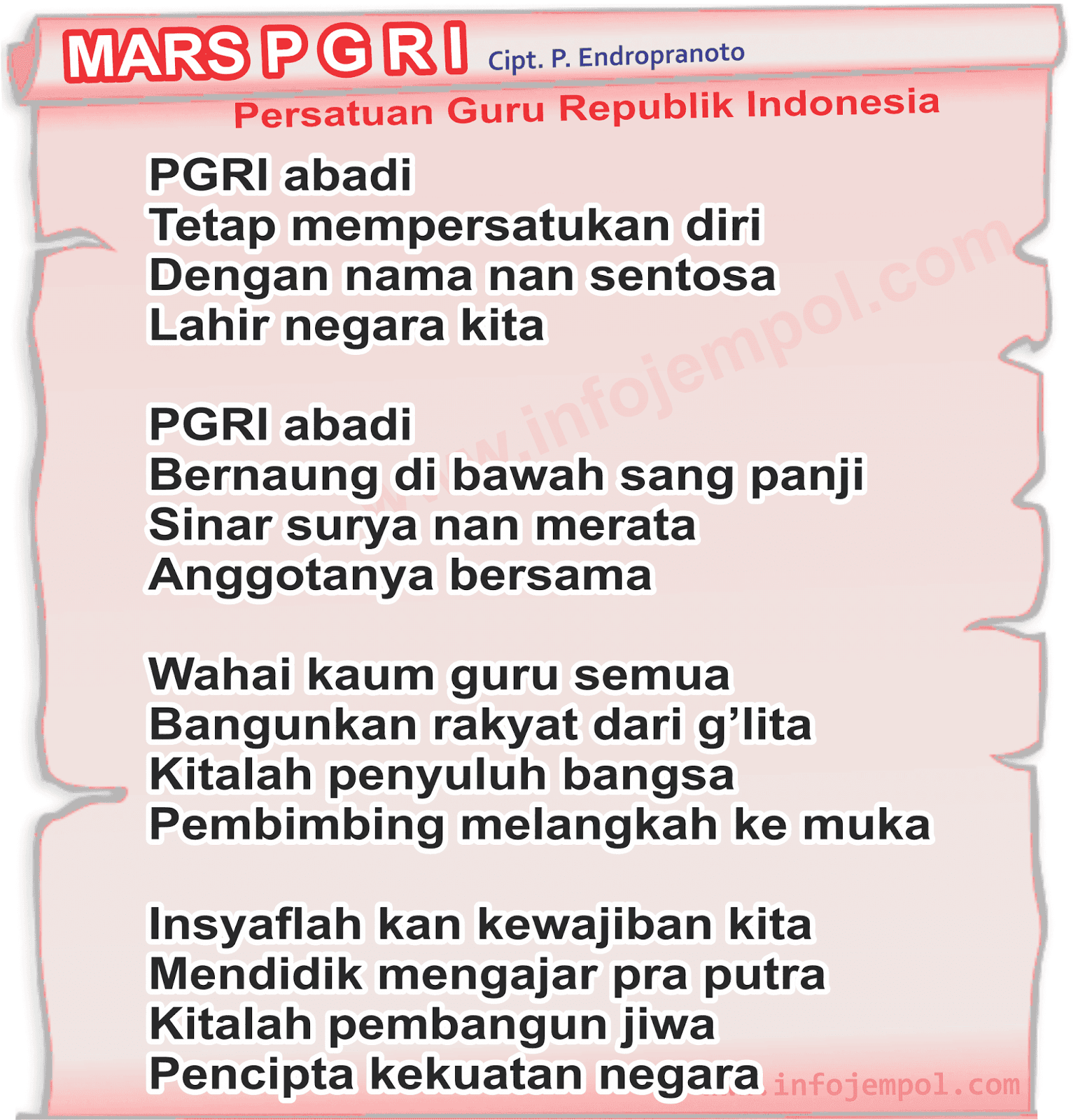 Lirik Lagu Mars PGRI dan Download Mars PGRI mp3