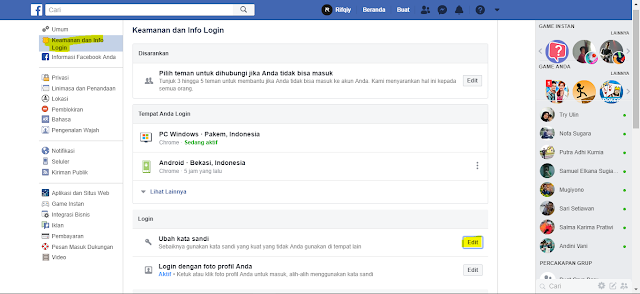merubah password fb