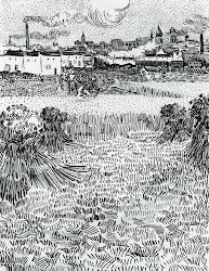 pen field wheat gogh van vincent drawings ink 1888 arles cm artists drawing chalk background