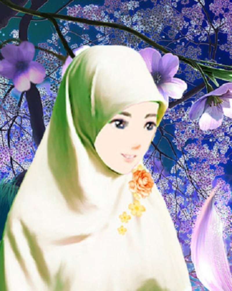 Gambar Kartun Muslimah  Sedang Duduk  Top Gambar