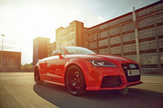 Red audi car sunset photography | nineimages