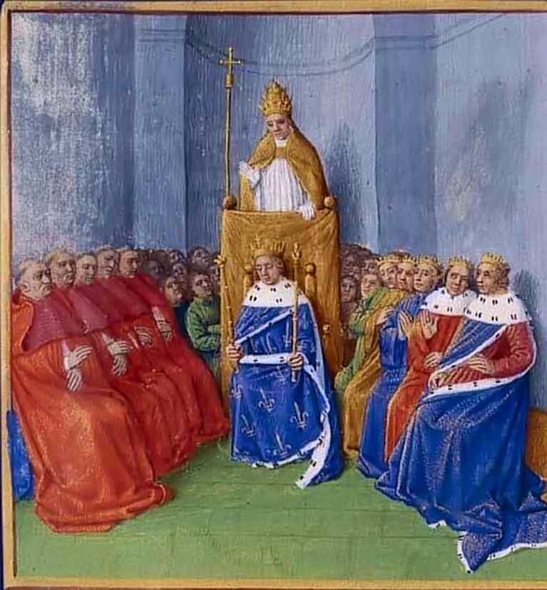 O Beato Urbano II pregando a Cruzada. Na sua direita, os bispos. Na esquerda, os príncipes, no centro, o rei. O Beato Urbano II pregando a Cruzada. Na sua direita, os bispos. Na esquerda, os príncipes, no centro, o rei.