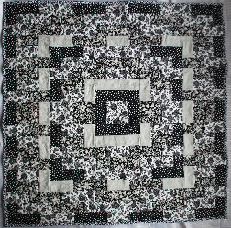 Gen Obata Arts Black and White Lap Quilt