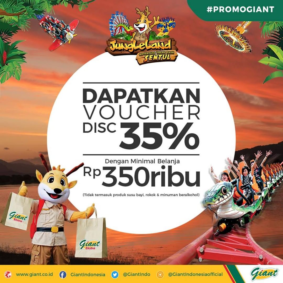 Giant - Promo Min Belanja 350 Ribu Dapat Voucher Diskon 35% Voucher Jungleland Giant - Promo Min Belanja 350 Ribu Dapat Voucher Diskon 35% Voucher Jungleland