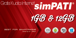 Gratis Kuota Internet 1 GB dan 12 GB dari Kartu SimPATI