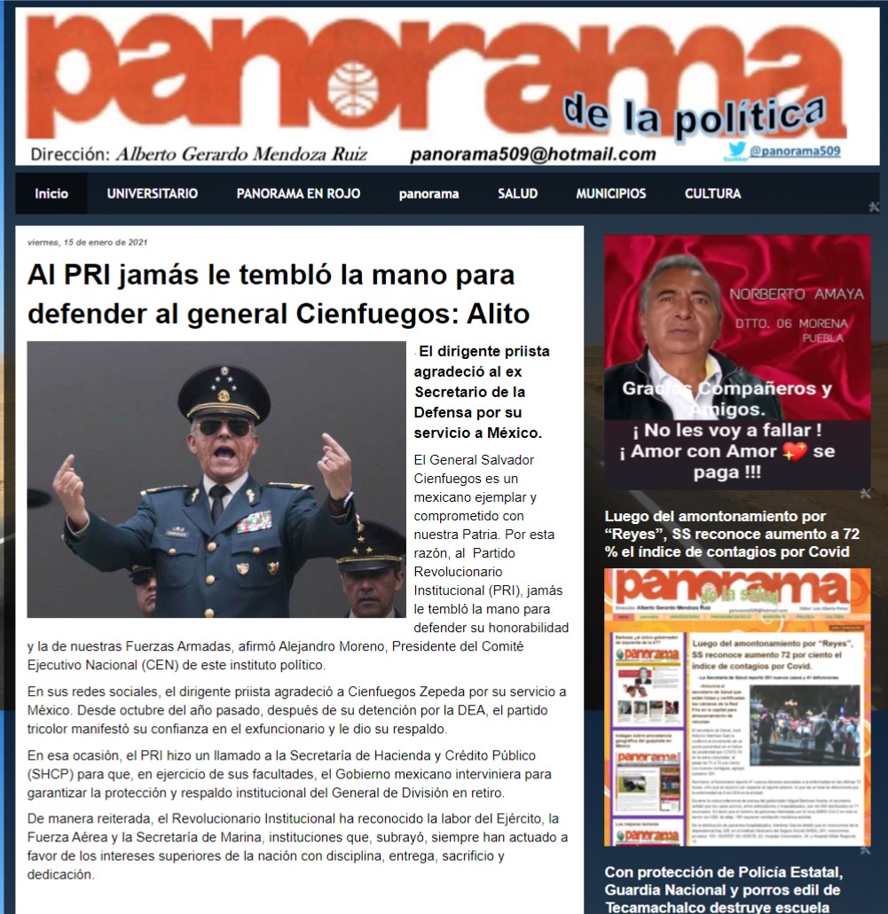 Al PRI jamás le tembló la mano para defender al general Cienfuegos: Alito