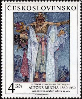 The Slavs in their Homeland Mucha on stamp