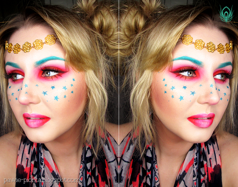 Pawie Piórka Makijaż Party Hard Festival Makeup