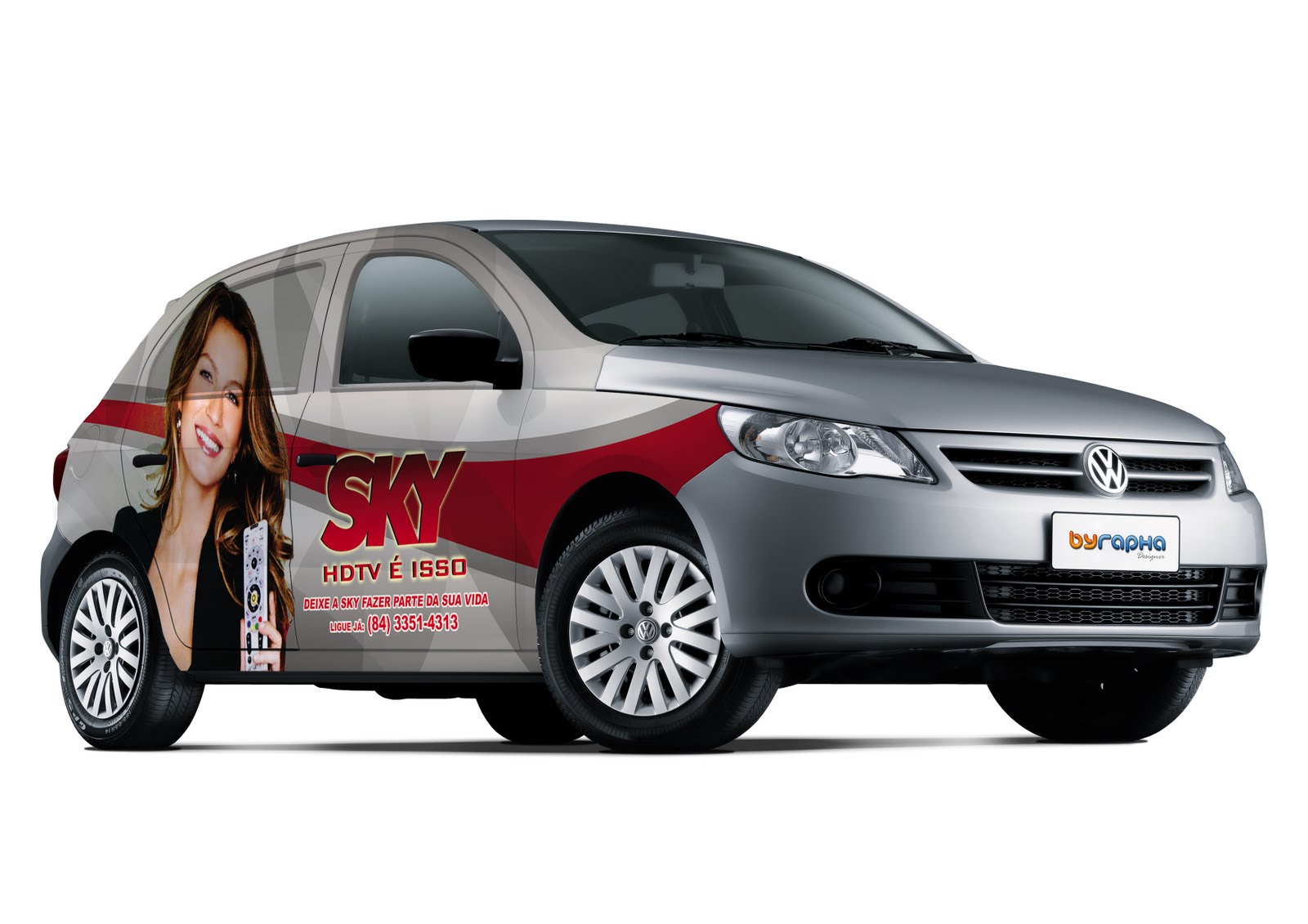 By Rapha: Adesivação de carro - propaganda SKY