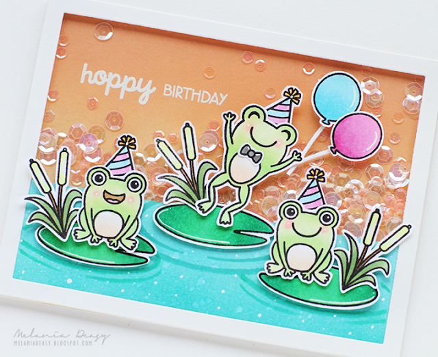 Sunny Studio Stamps: Froggy Friends Frog Shaker Birthday Card by Melania Deasy