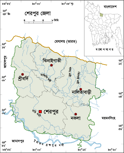 Map Of Sherpur District Bangladesh Map All: Sherpur Map