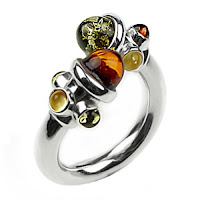 Baltic Amber and Sterling Silver Adjustable Designer Ring