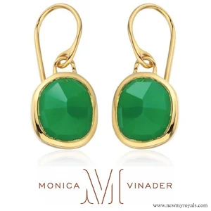Kate Middleton wore Monica Vinader Gold Vermeil Green Onyx Siren Wire Earrings