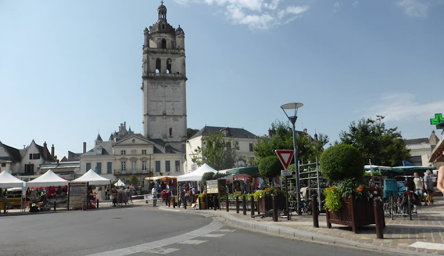 Looking towards the market place in Loches