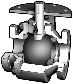 Industrial ball valve for severe service - section view
