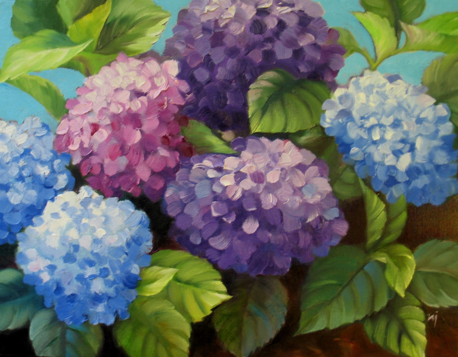 Oil Painting Hydrangeas Floral. 75.00, via Etsy. Hydrangea