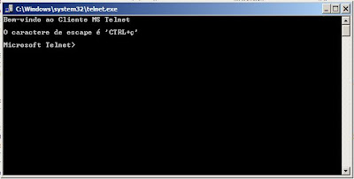 Janela do Telnet em uso no Windows 7