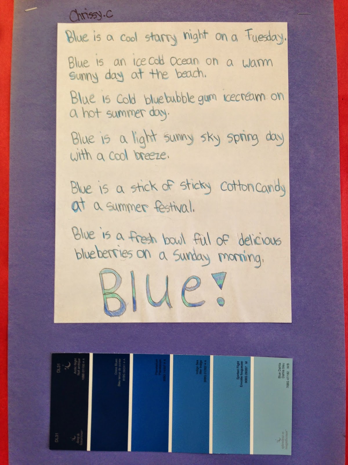 Grade 4 Paint Chip Poetry
