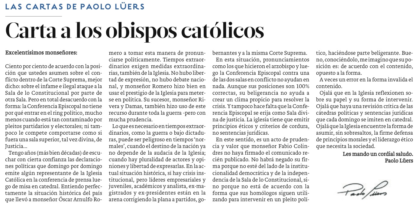 siguiente página Carta a los obispos católicos