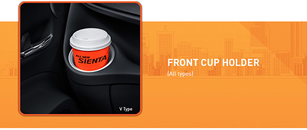 Toyota All New Sienta di Indonesia dilengkapi dengan Frount Cup Holder dibagian kabin depan kanan dan kiri Toyota All New Sienta di Indonesia dilengkapi dengan Frount Cup Holder dibagian kabin depan kanan dan kiri