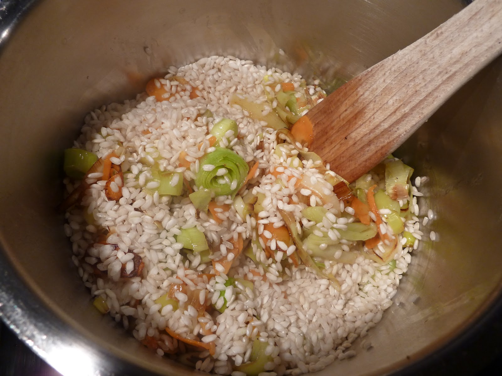 Überall &amp; Nirgendwo: Lauch-Möhren-Risotto mit Jacobsmuscheln und Scampi