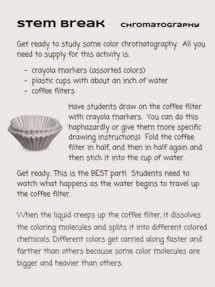Growing a STEM Classroom STEM BREAK with Color Chromatography