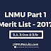 LNMU Part 1 Merit List of B.A, B.Com, and B.Sc - 2017