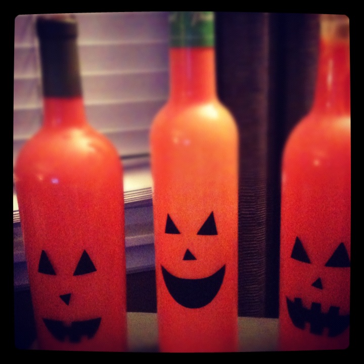 Create. Cook. Teach. Wine Bottle JackOLanterns