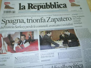 Victoria de Zapatero en 2008, diario La Repubblica