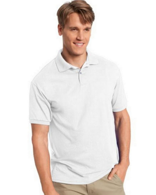 Hanes 054X Mens Comfortblend Jersey Polo -White – M