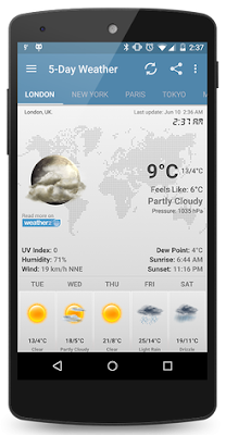 تطبيق Weather & Clock Widget الشهير لتتبع حالة الطقس - كامل للأندرويد