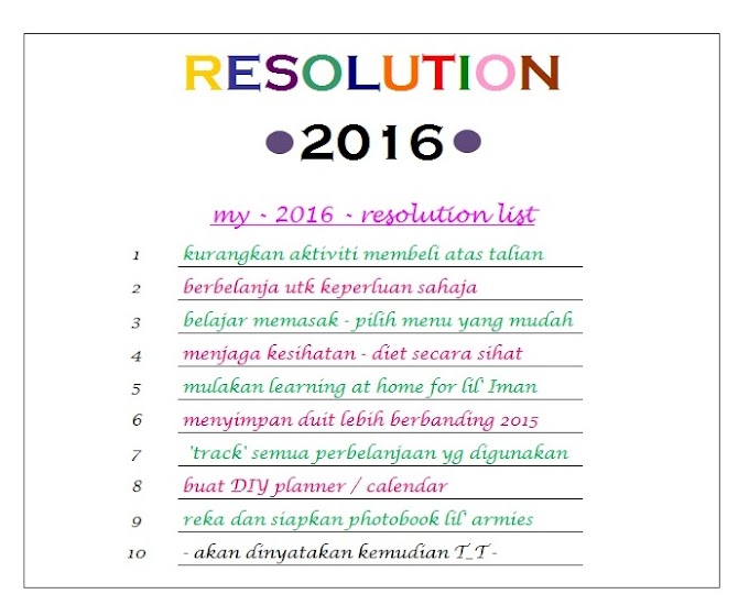 Resolution 2016 yang agak cheapskate dan belum tentu akan tercapai T_T