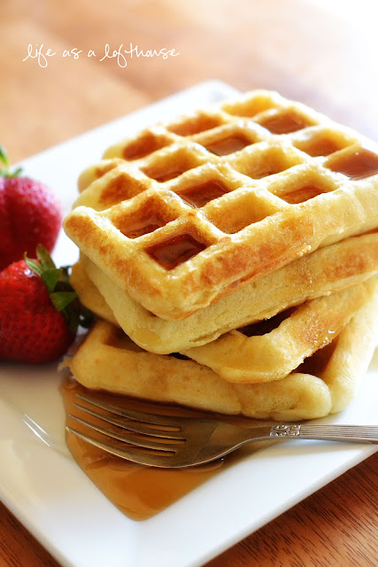  Brown Sugar Bacon Waffles are golden delicious and fluffy waffles with brown sugar bacon throughout. Life-in-the-Lofthouse.com